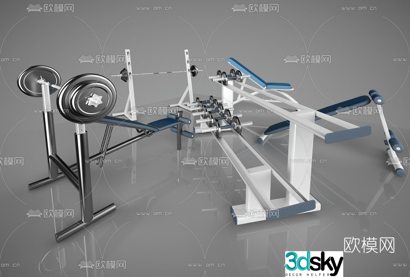 Modern fitness equipment 3d model