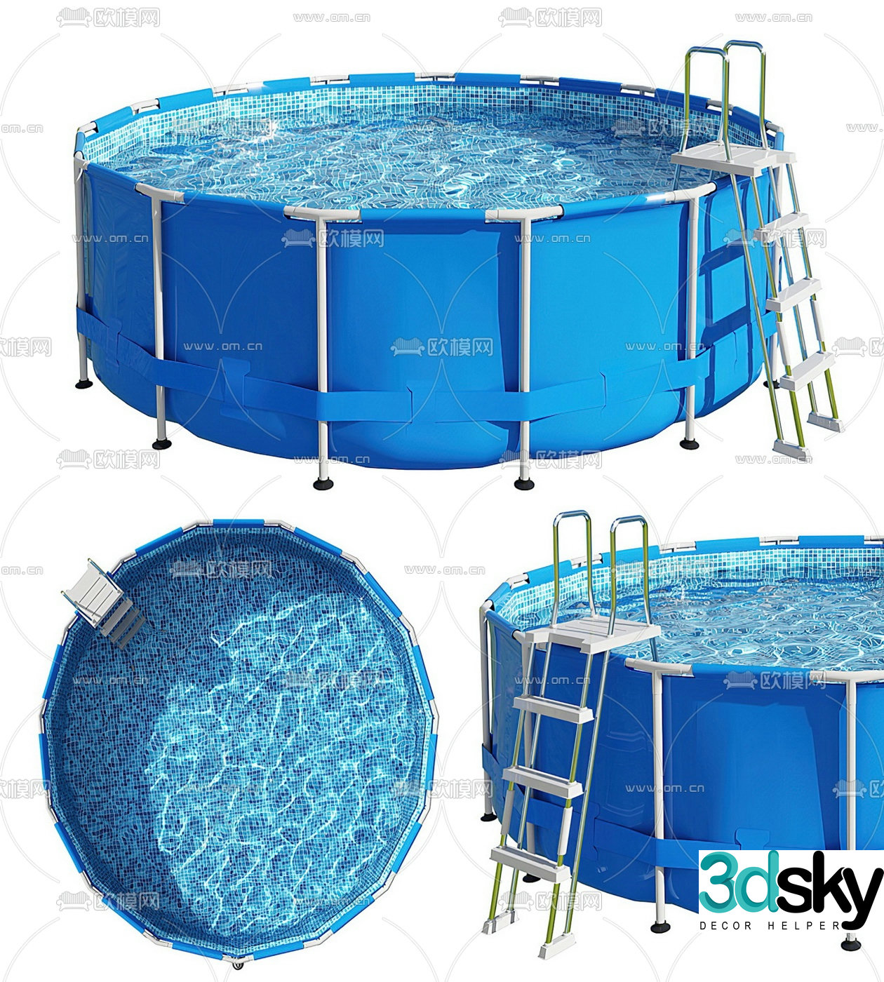 Modern outdoor activity swimming pool 3d model