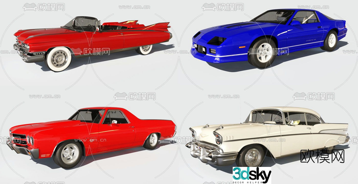 European retro classic car 3d model