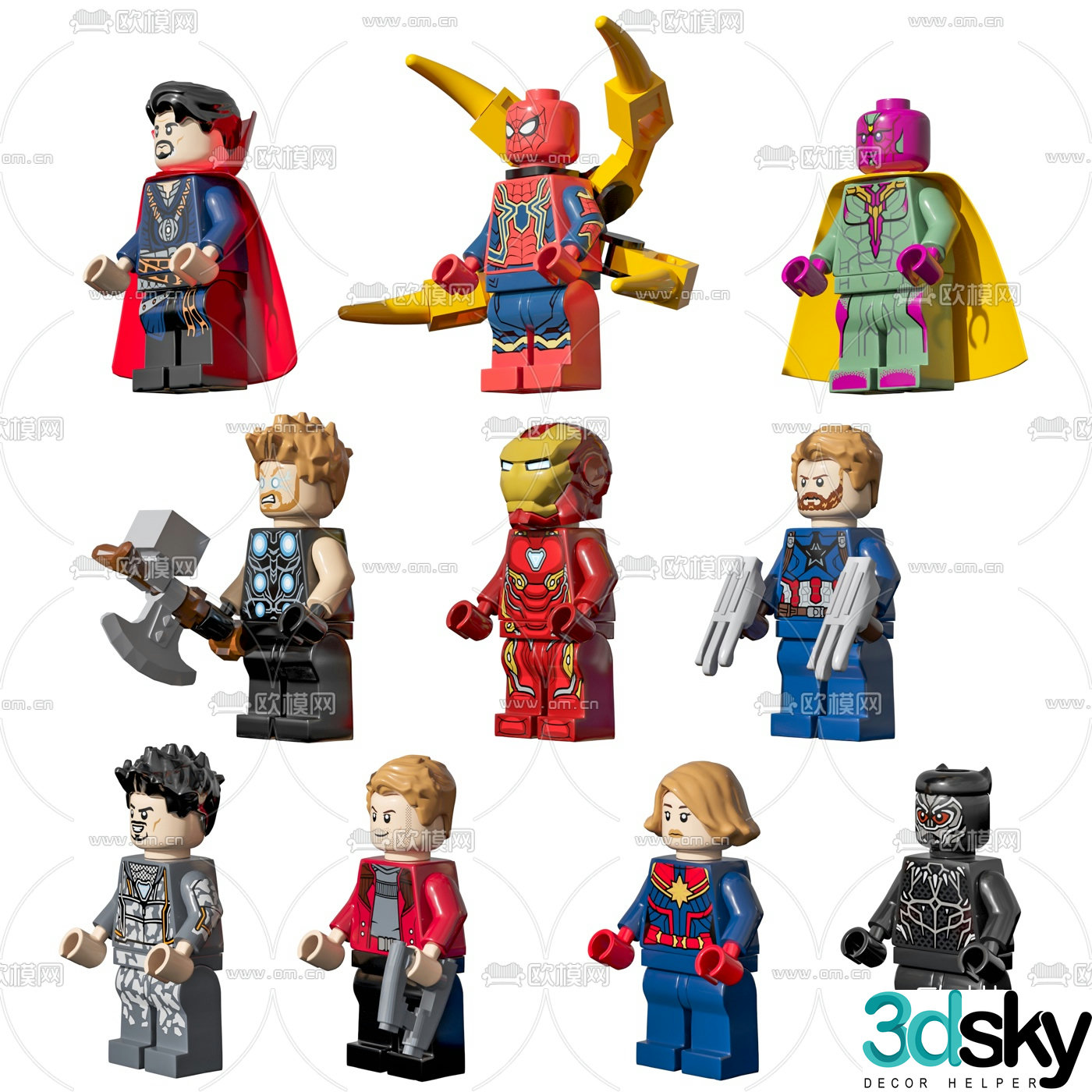 Modern building block character toy 3d model
