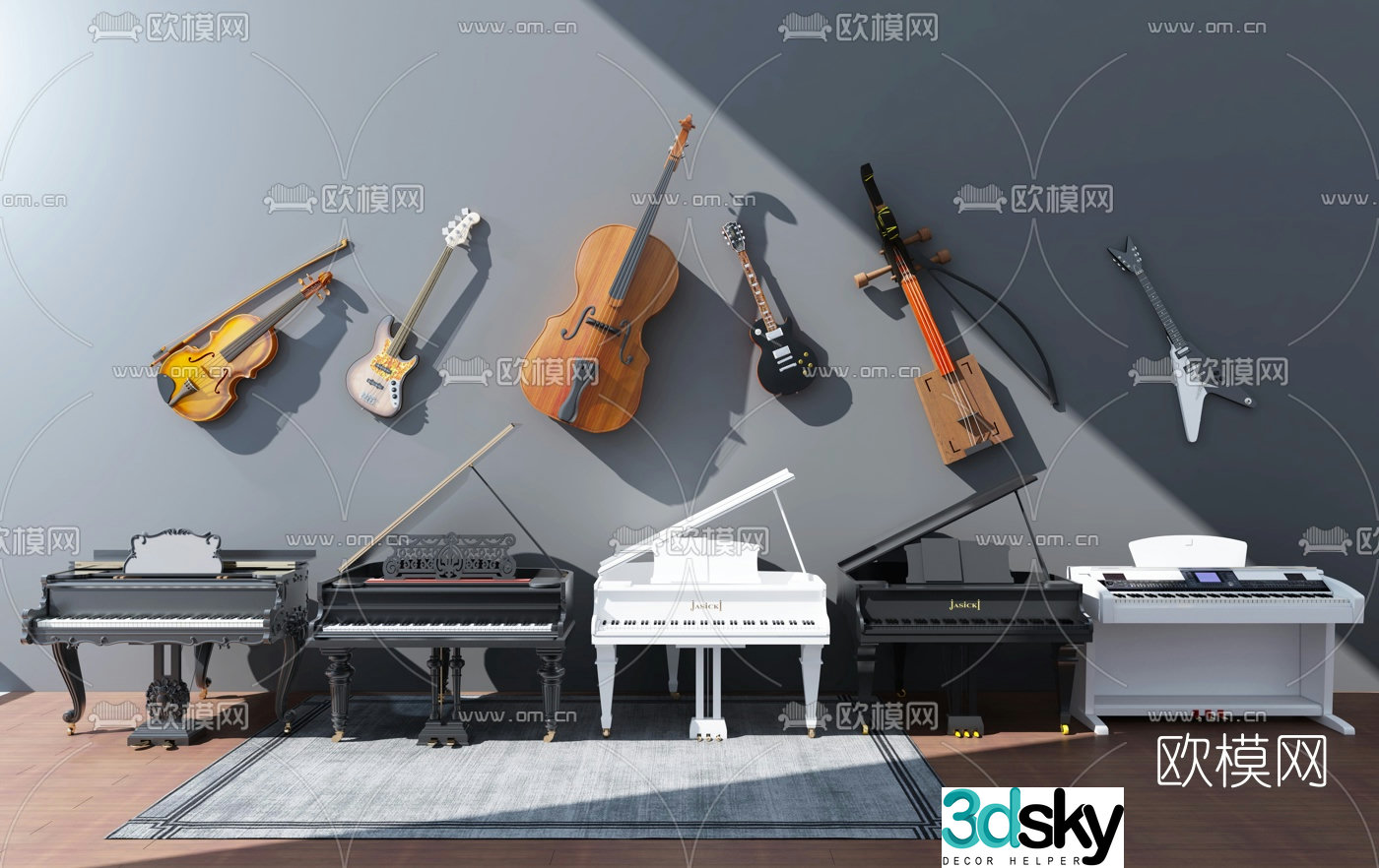 Modern piano violin 3d model