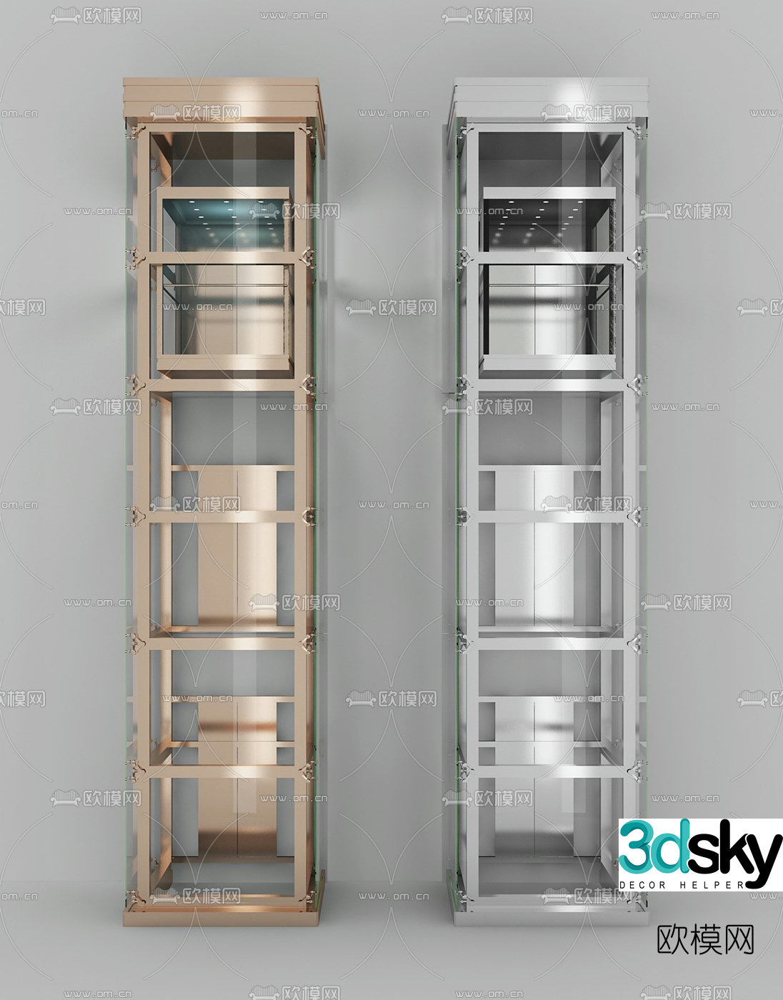 Modern sightseeing elevator combination 3D model