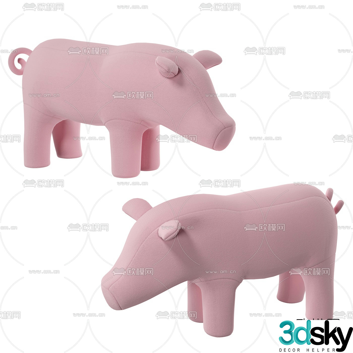 Modern piggy children’s stool 3d model
