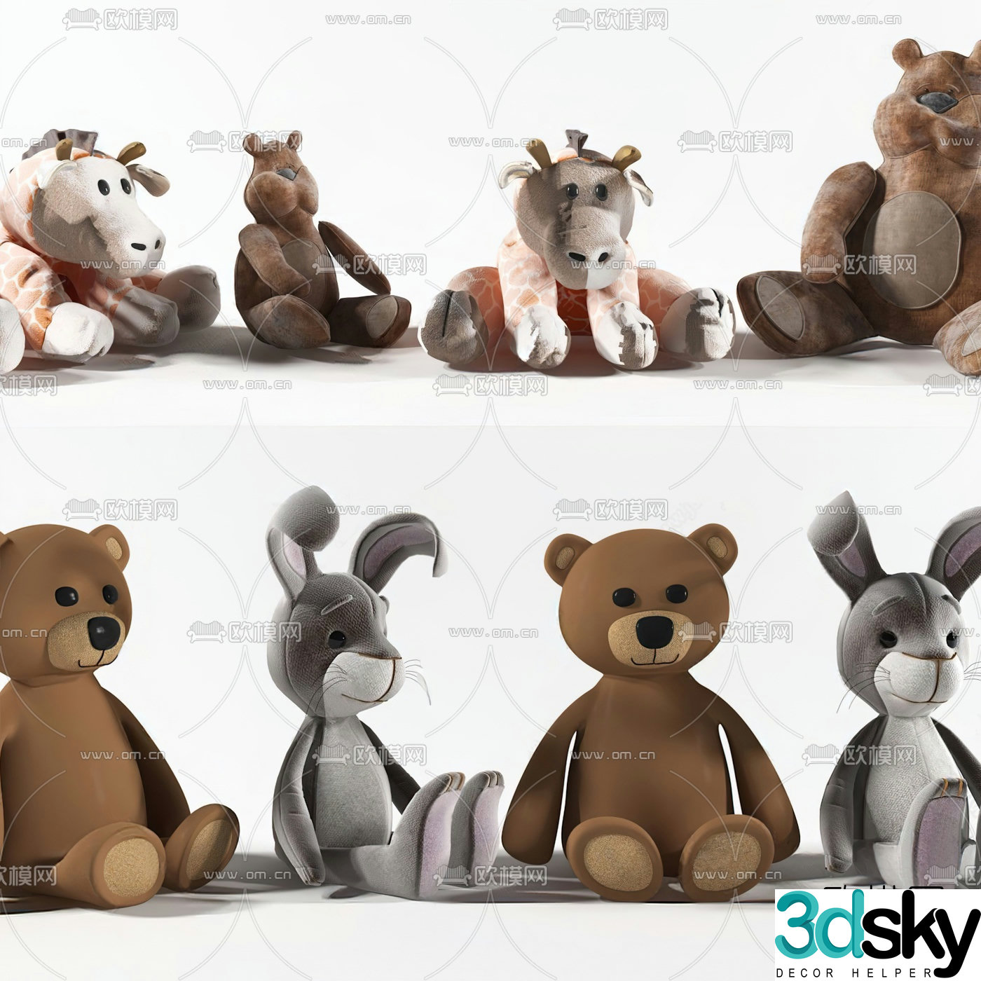 Modern children’s animal plush doll 3d model