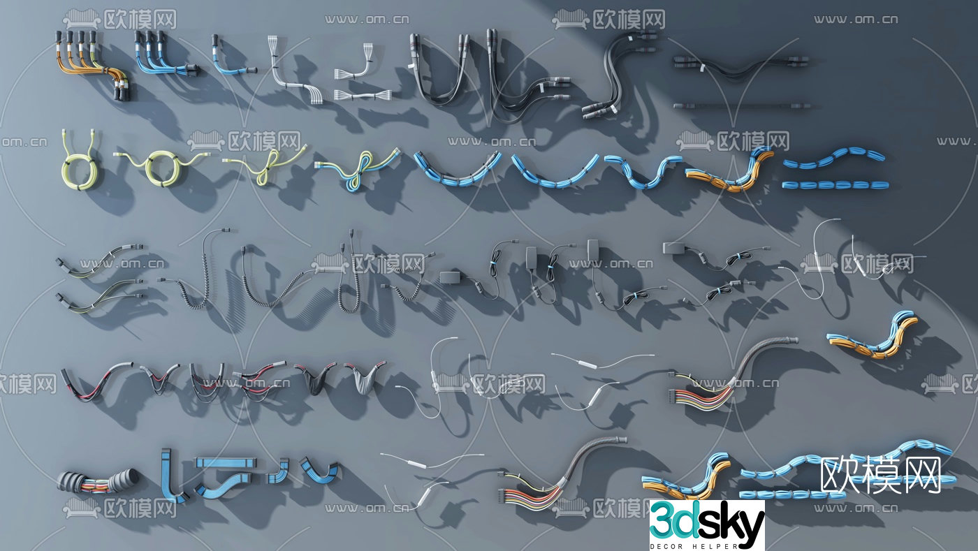Modern machine parts wire 3d model