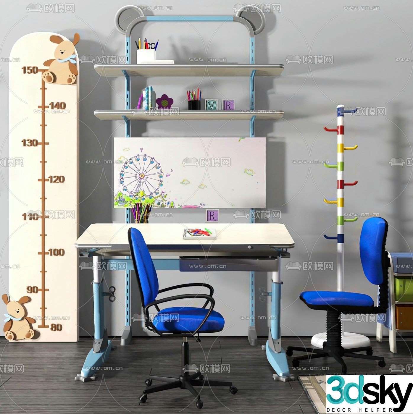 Modern children’s desk chair 3d model