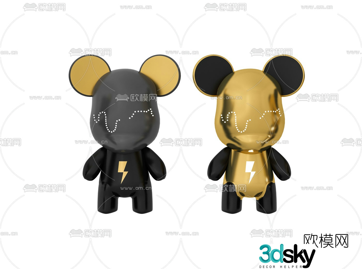 Modern violent bear toy ornament 3d model