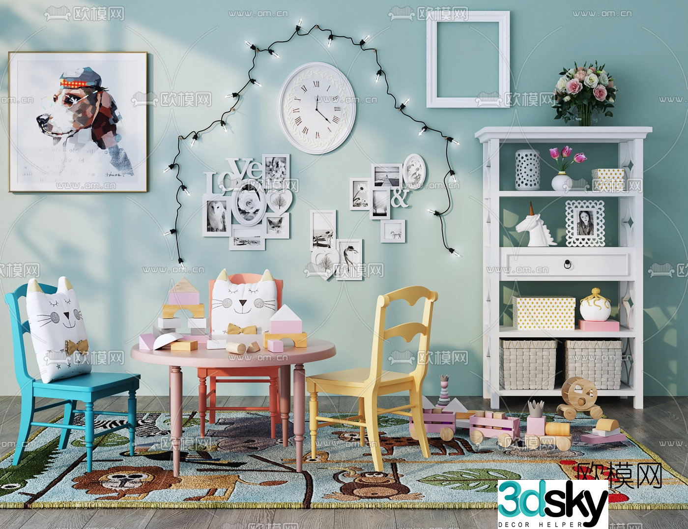 Modern children’s table and chair 3d model