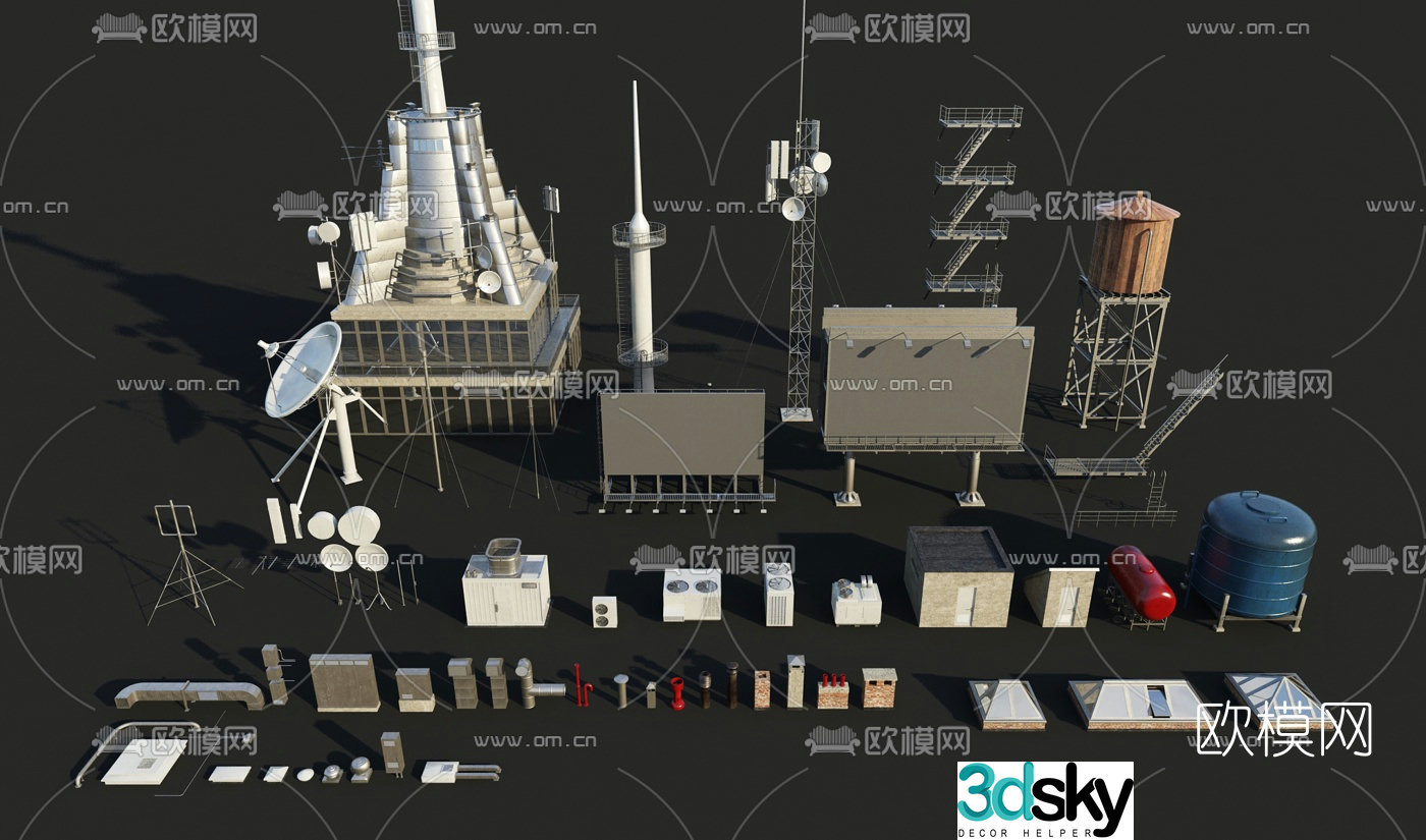 Modern satellite skylight chimney exhaust outlet equipment equipment 3d model