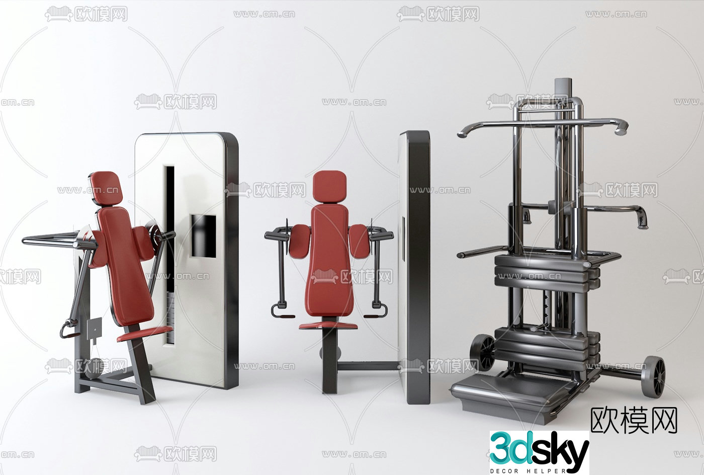 Modern fitness equipment 3d model