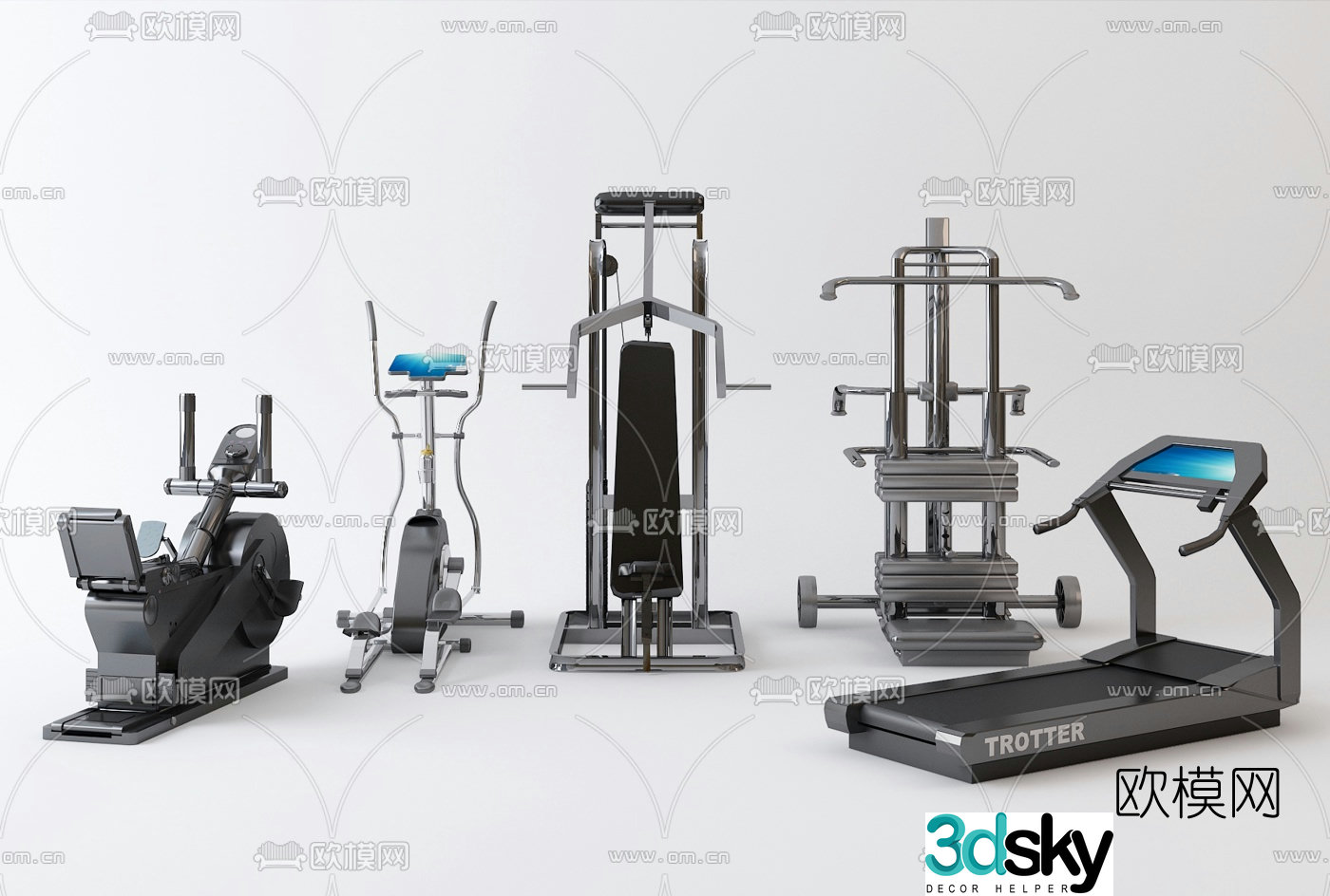 Modern treadmill multifunctional fitness equipment fitness equipment 3d model