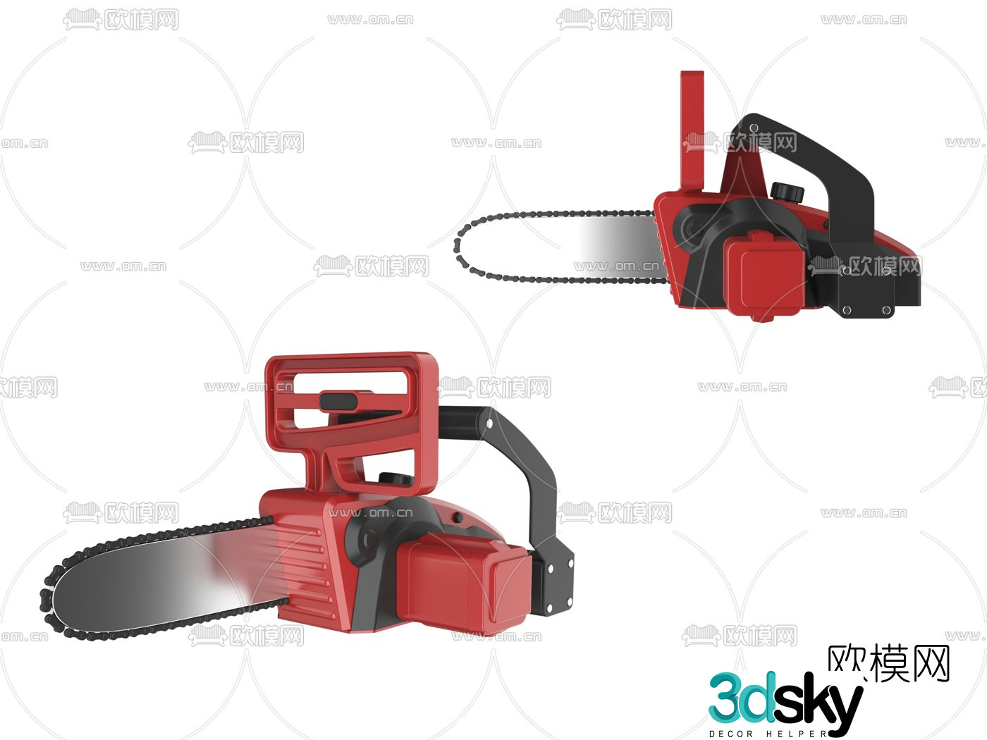 Modern electric saw chain saw 3d model