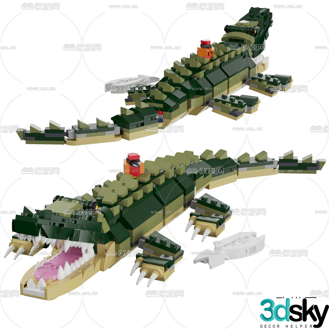 Modern building block crocodile 3d model