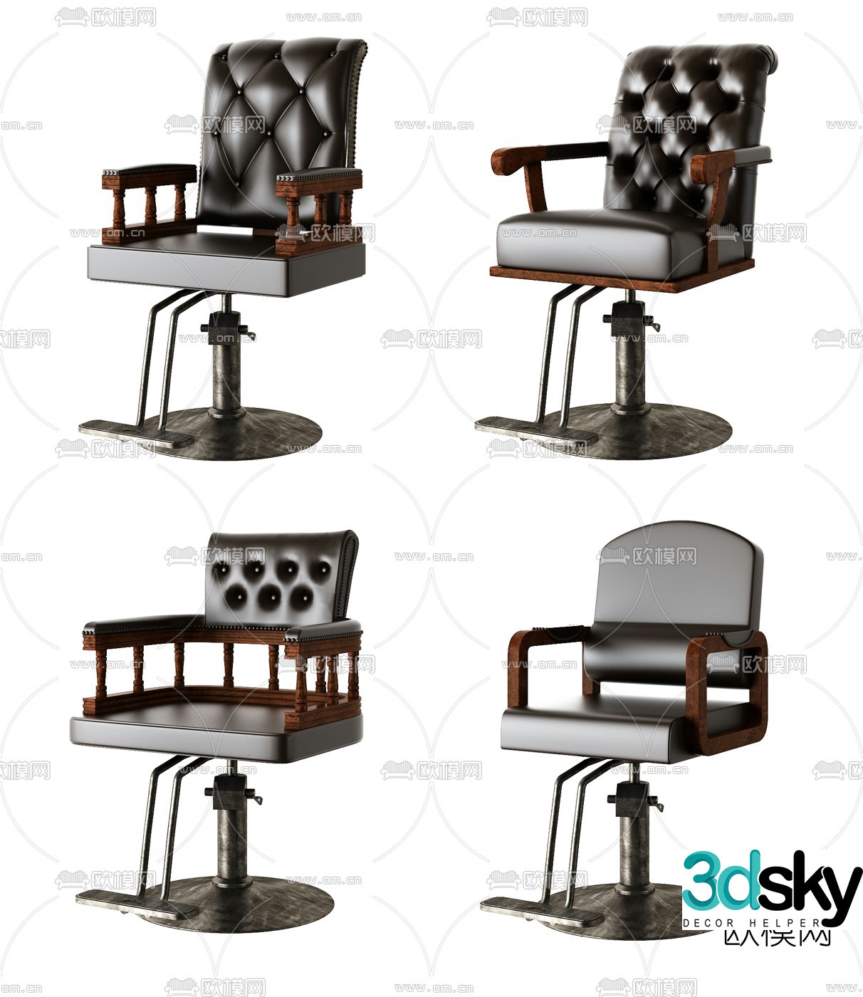American barber shop chair 3d model
