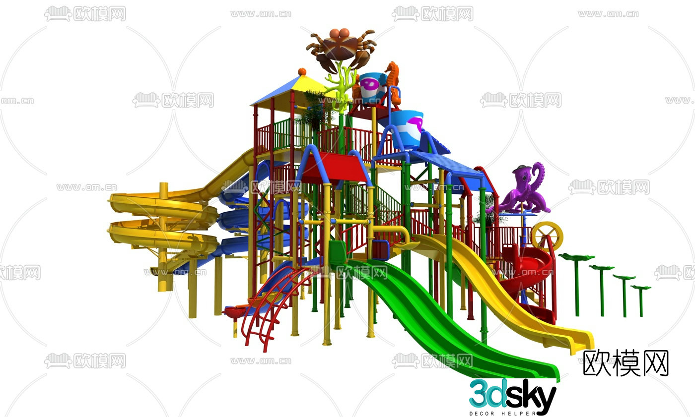 Modern children's slide ride 3d model