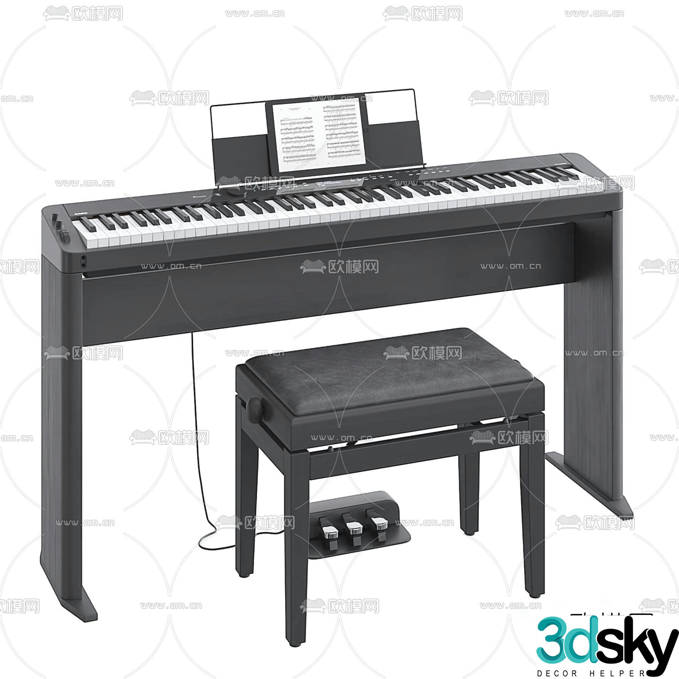 Modern electronic piano 3d model