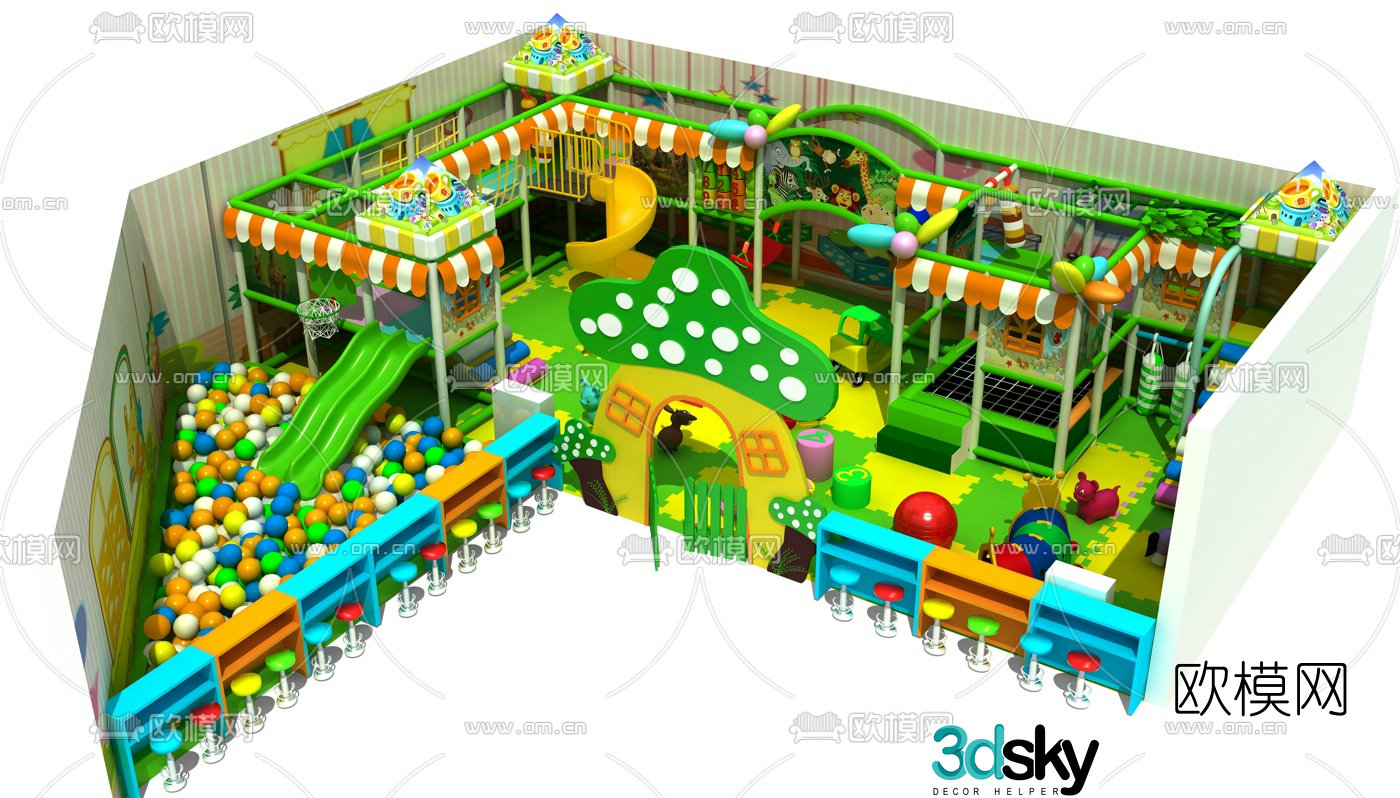 Modern children's amusement park entertainment equipment 3d model