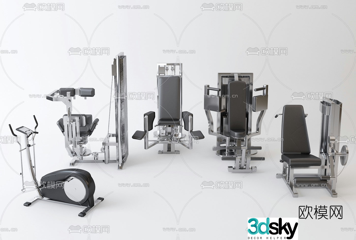 Modern fitness equipment 3d model