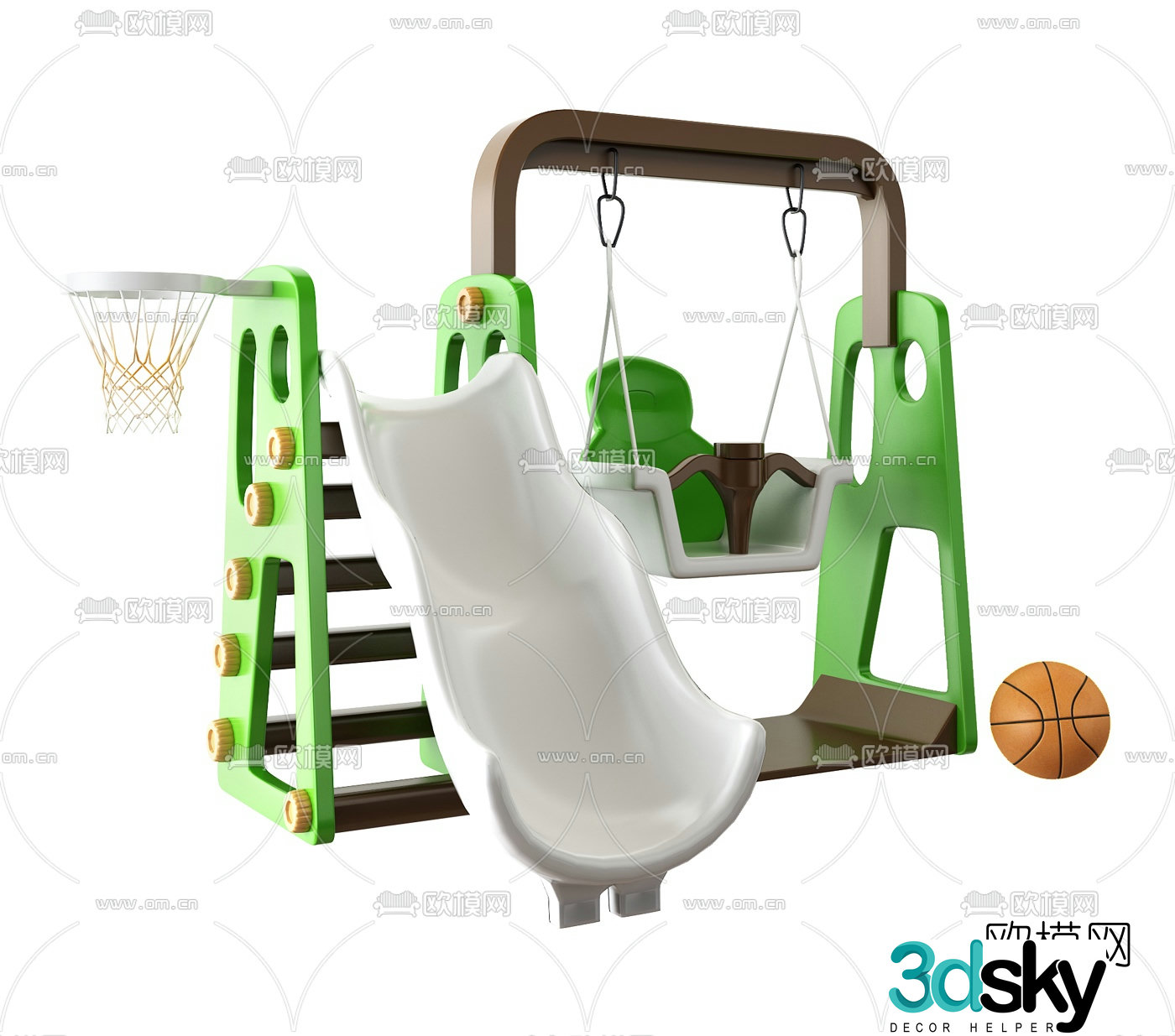 Modern children's swing slide 3d model