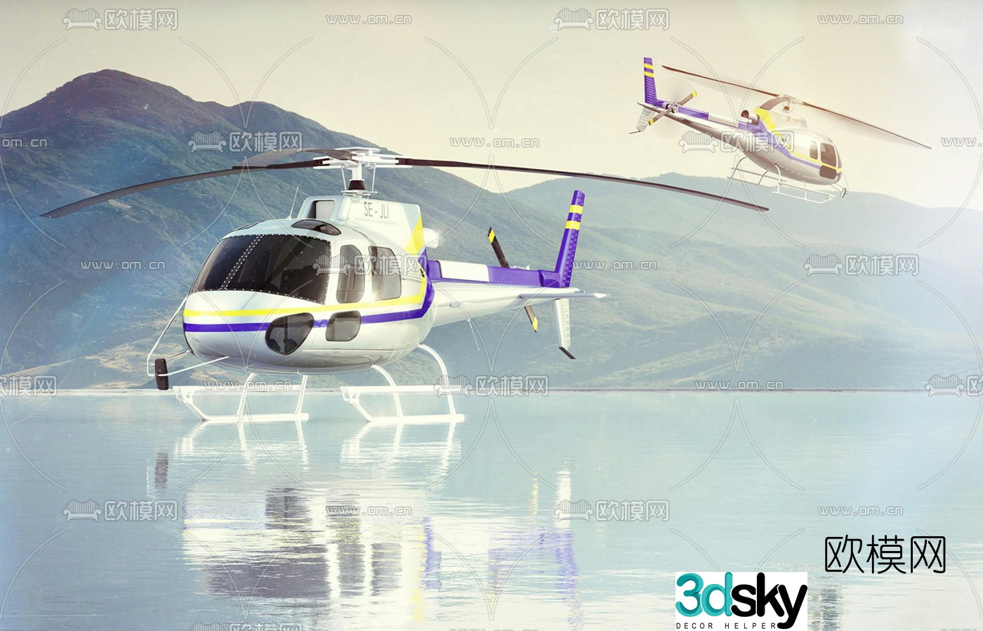 Modern helicopter 3d model