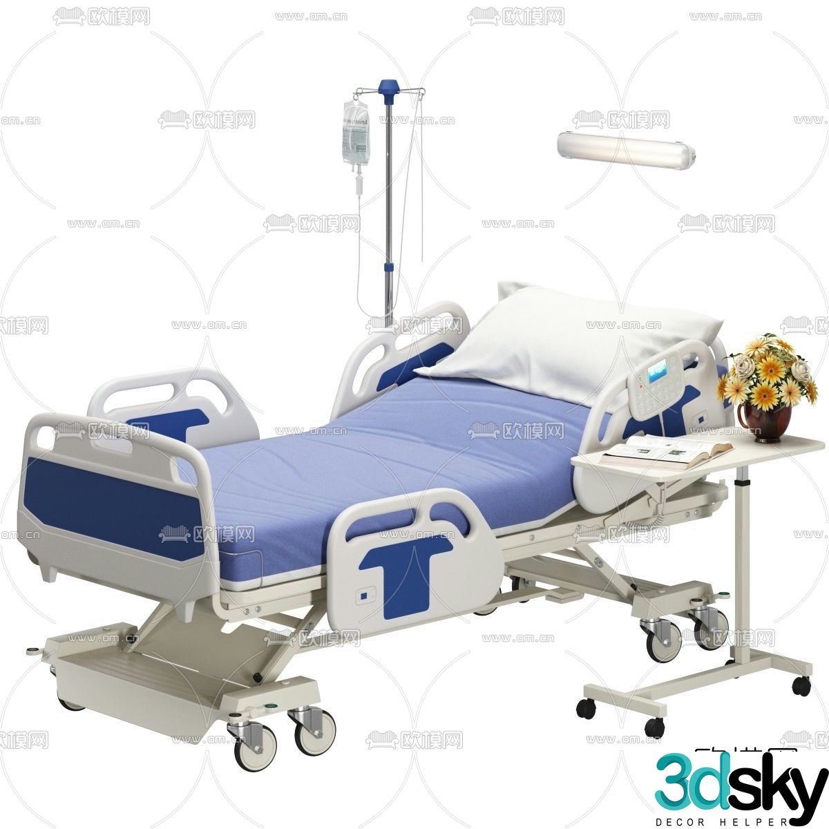 Modern hospital bed equipment 3d model