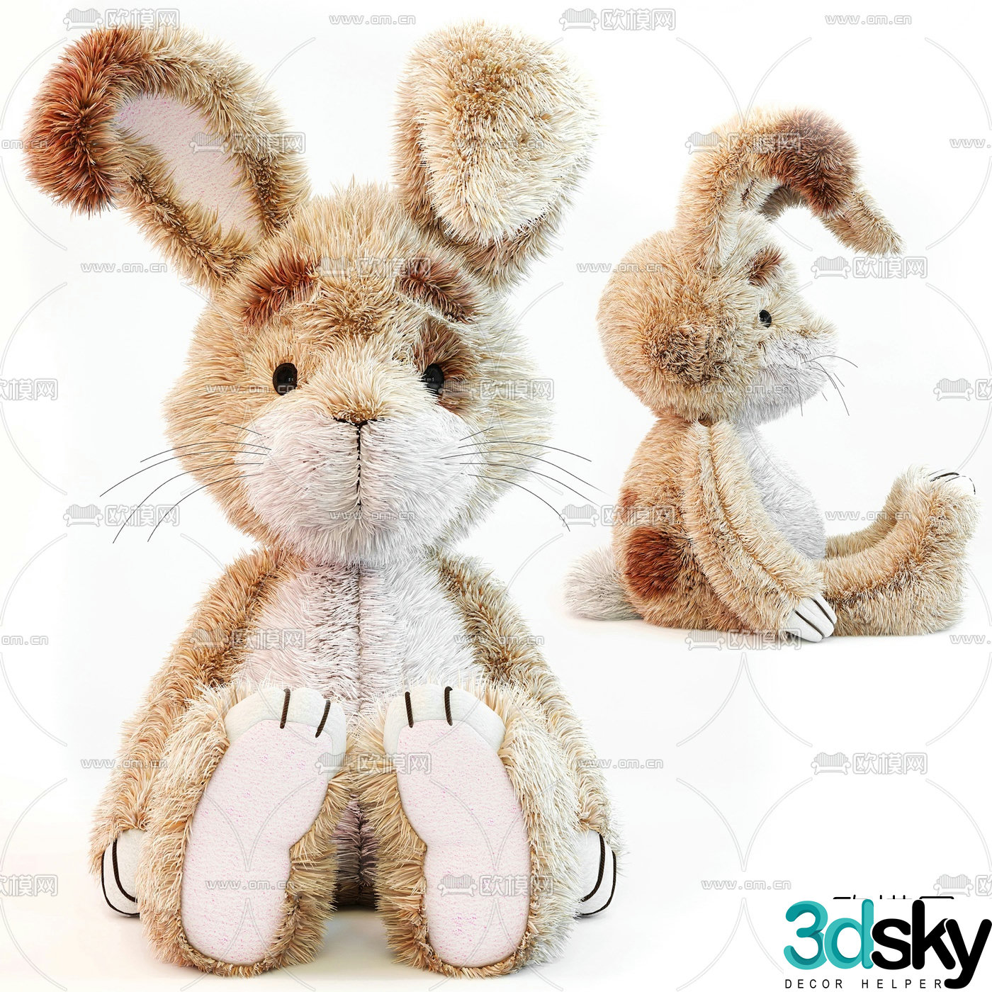 Modern bunny plush doll 3d model