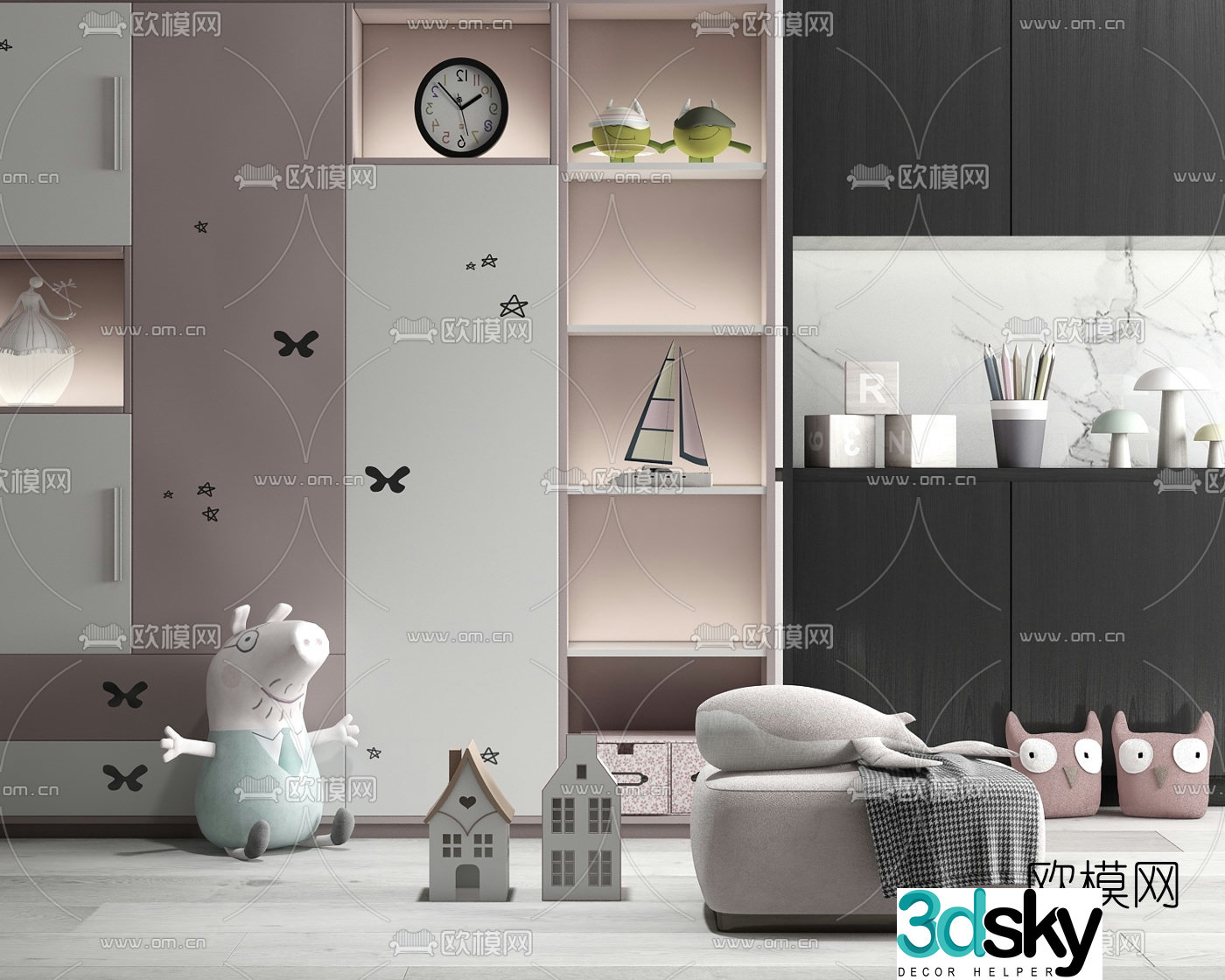 Modern children’s decorative cabinet toys 3d model