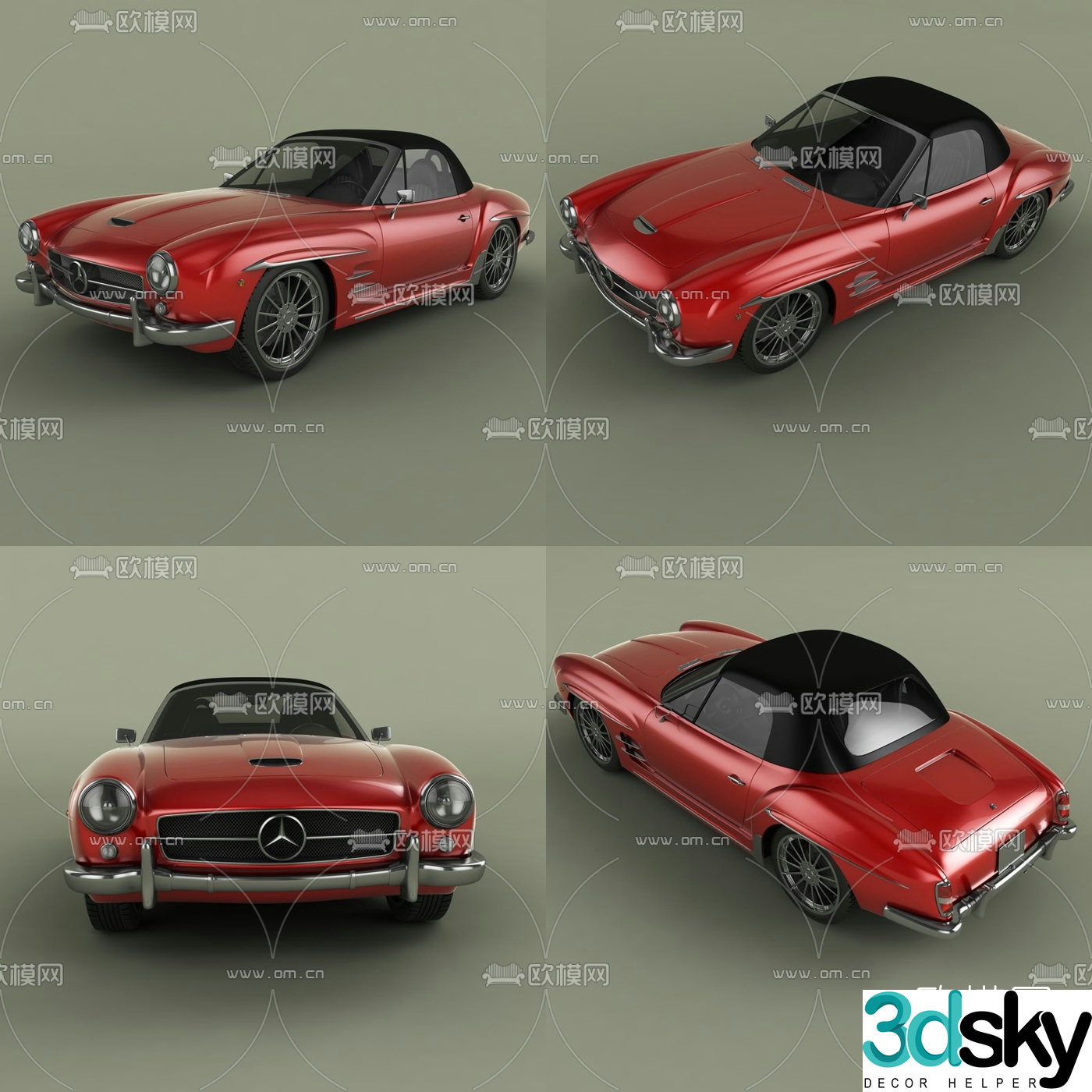 modern mercedes convertible car 3d model