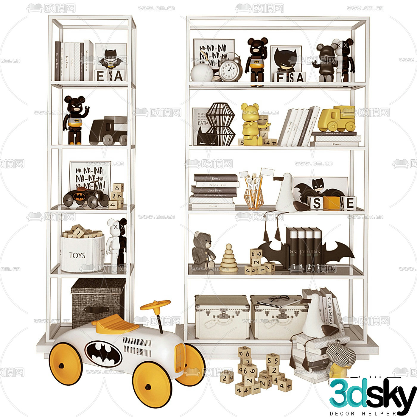 Modern children’s toy storage rack 3d model