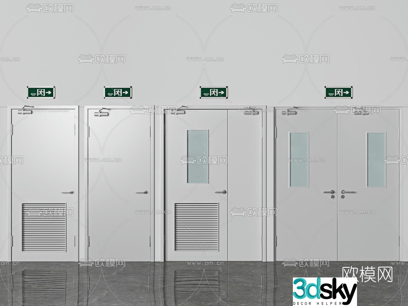 Modern fire door safety door 3d model