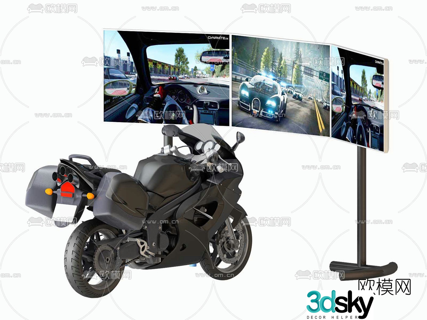 Modern motorcycle racing game console 3d model