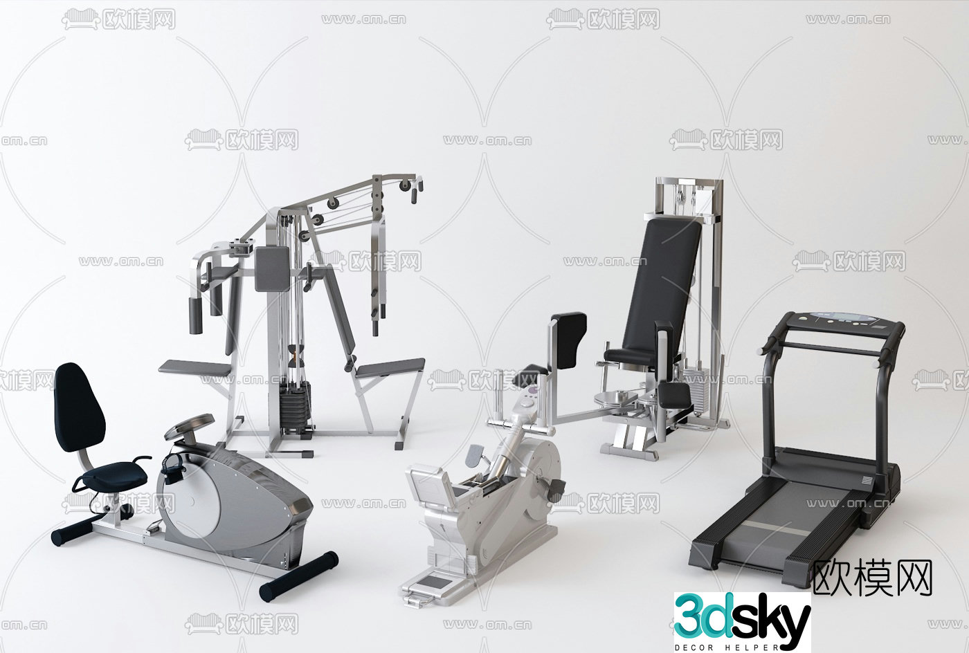 Modern fitness equipment 3d model