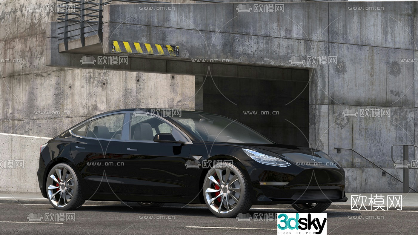 Modern Tesla electric car 3d model