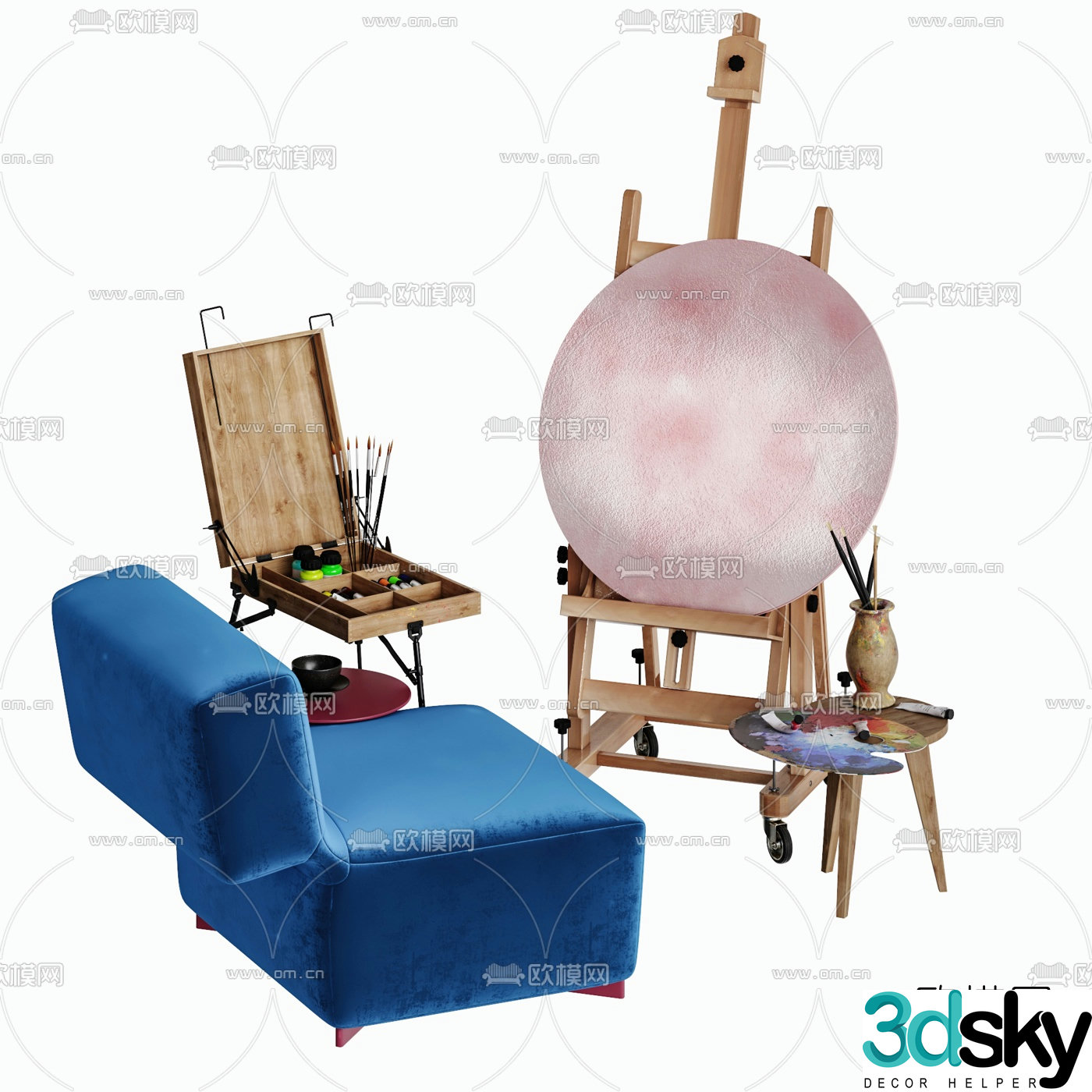 Modern art easel 3d model