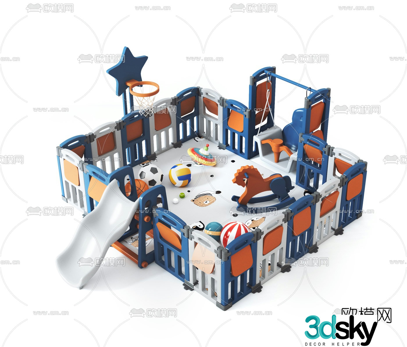 Modern children's play equipment 3d model