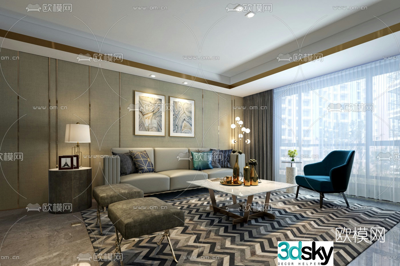 Force Design Modern Living Room 3D Model