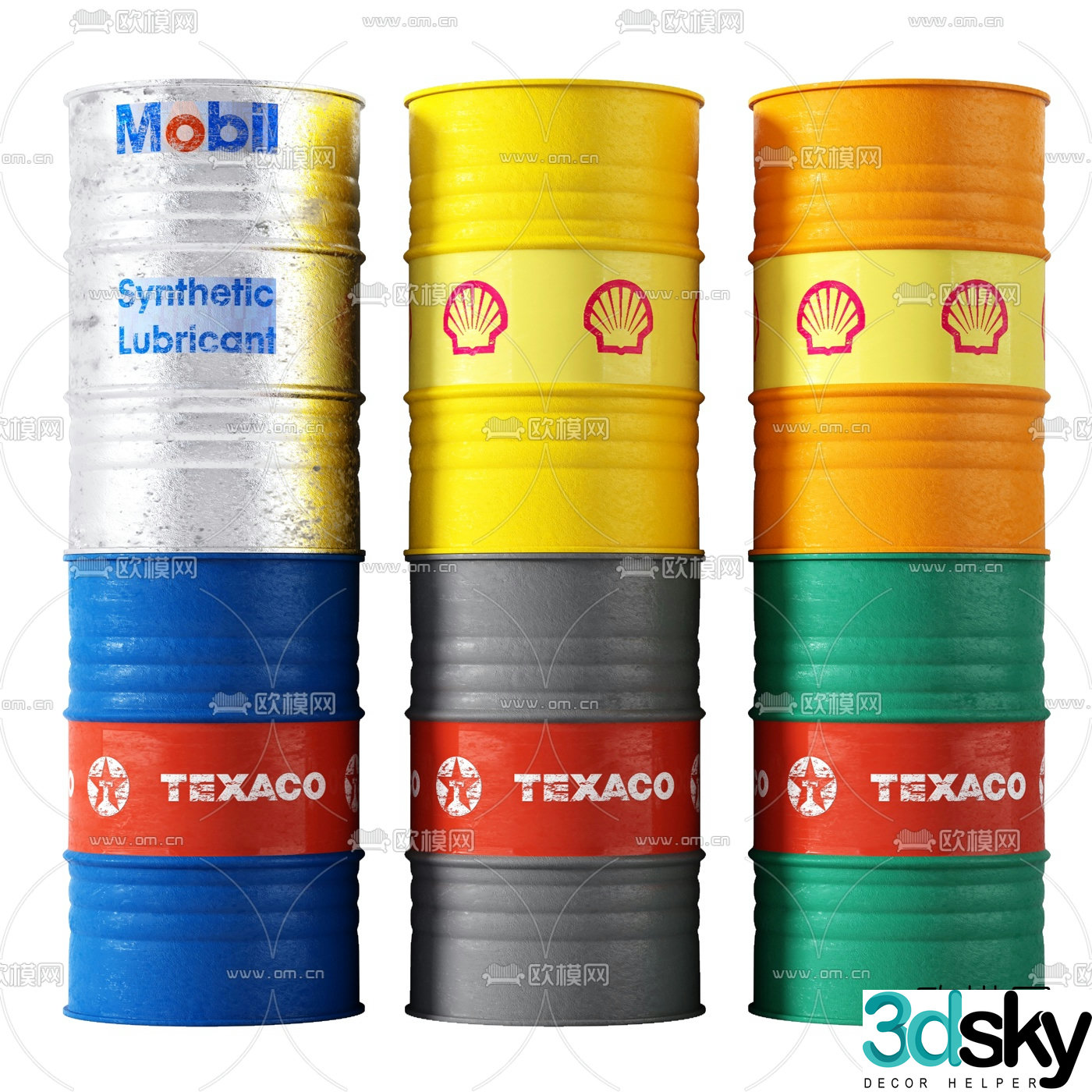 Industrial style oil barrel iron barrel 3D model