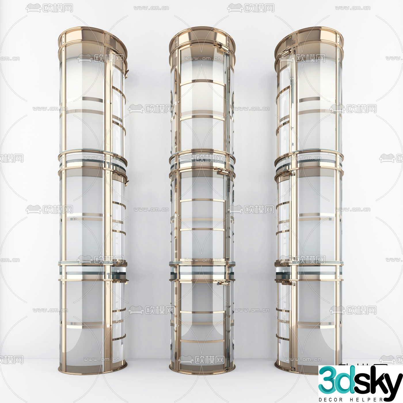 Modern circular sightseeing elevator glass elevator 3d model
