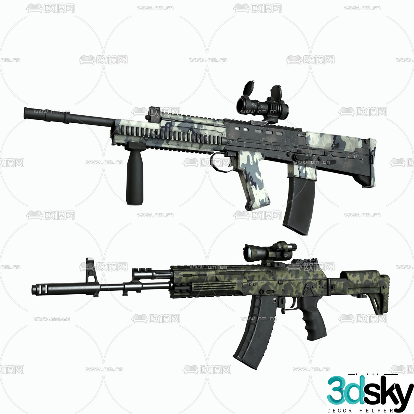 Modern automatic assault rifle 3d model