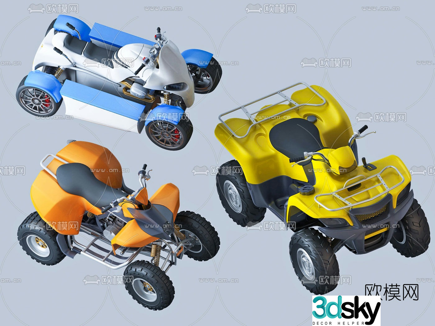 Modern quad bike dirt bike 3d model