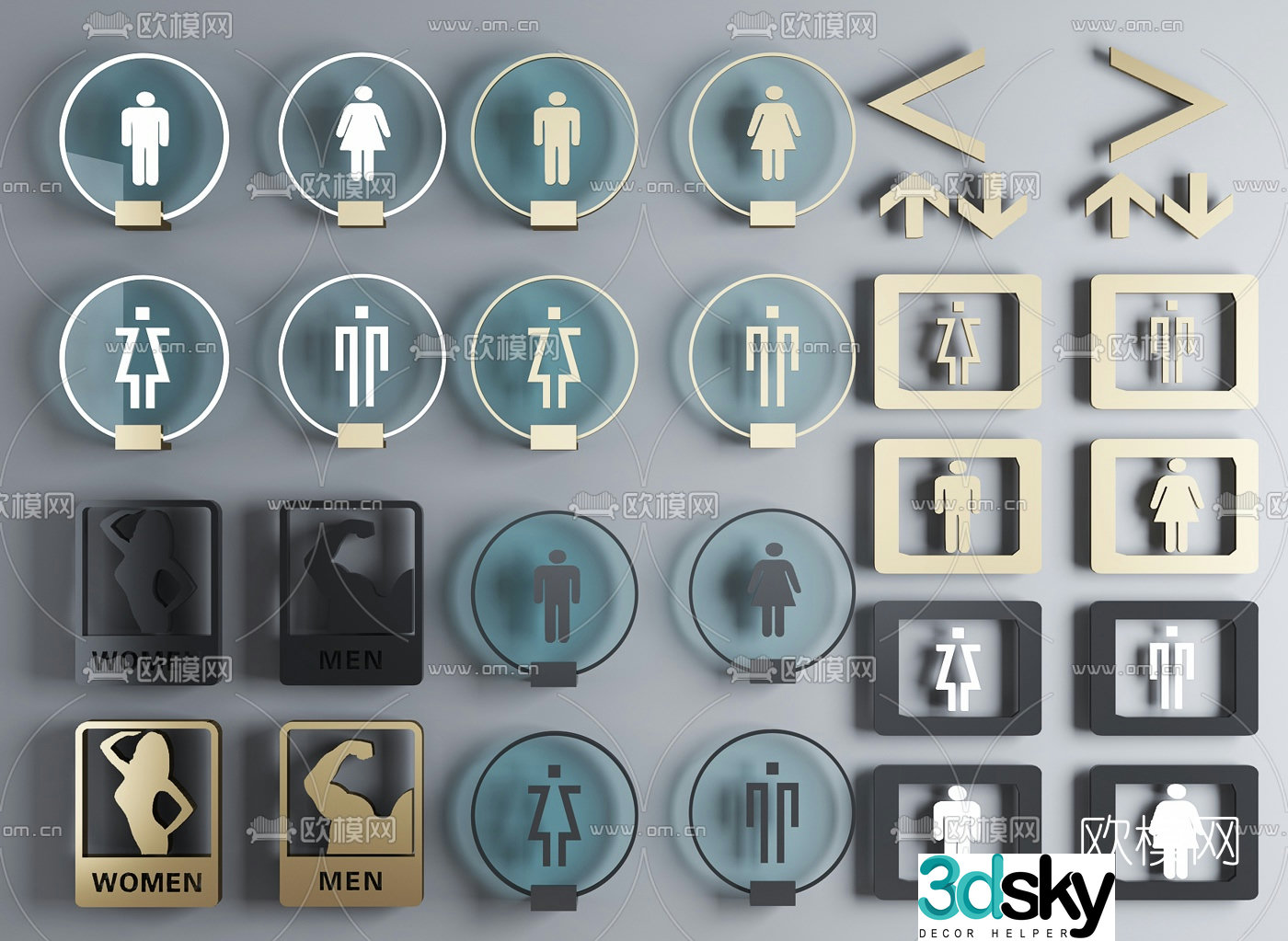 Modern bathroom signage 3d model
