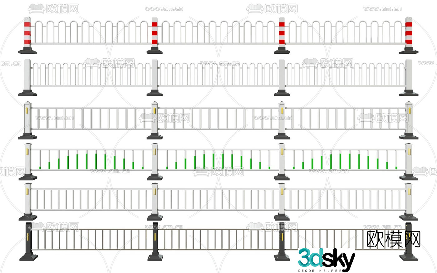 Modern road traffic safety isolation guardrail 3d model