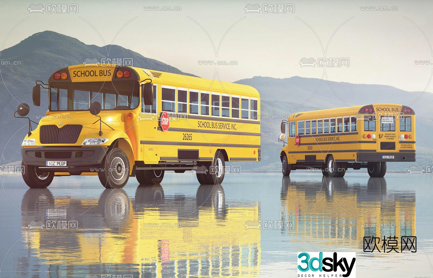 Modern school bus 3d model