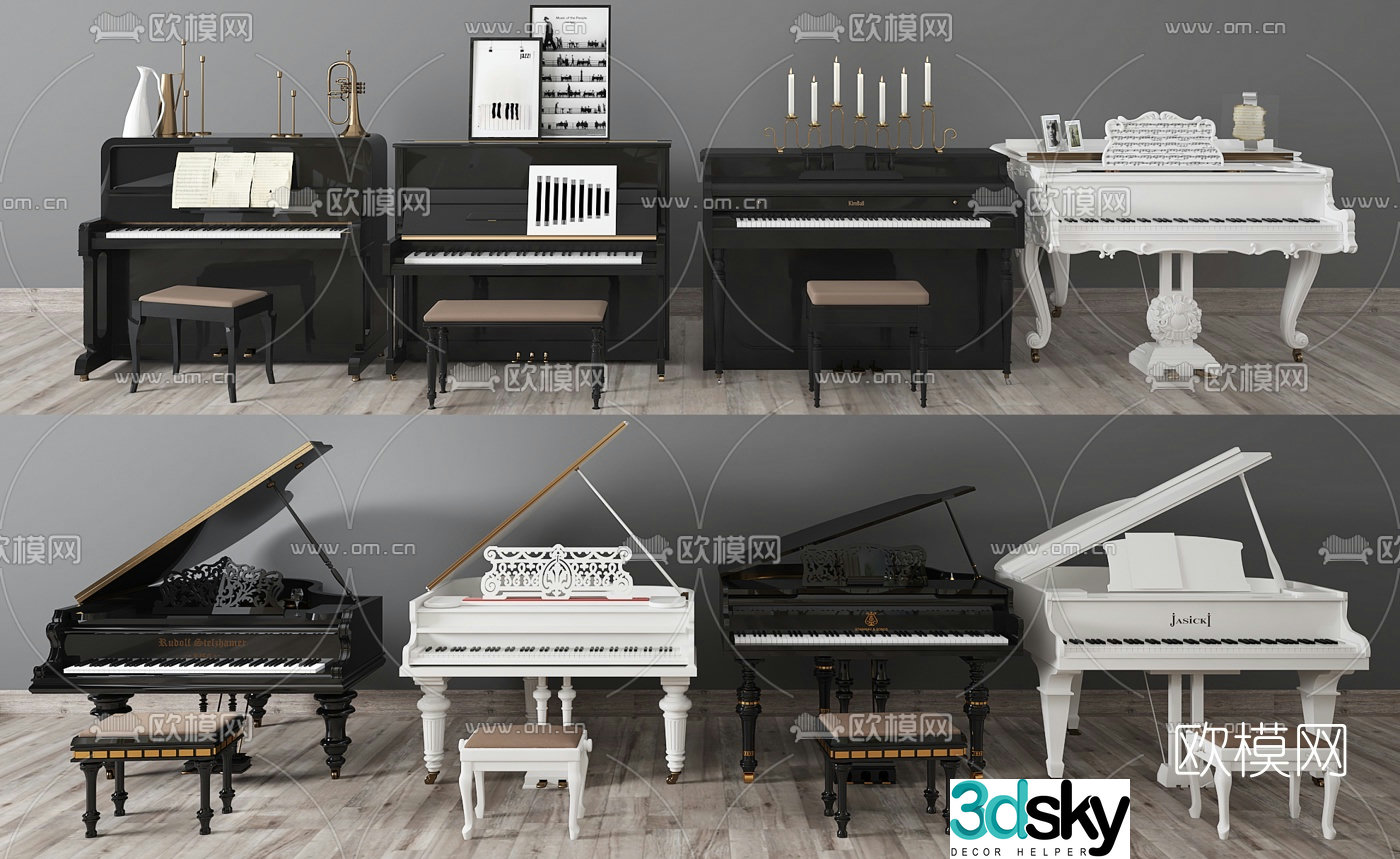 European piano combination 3D model