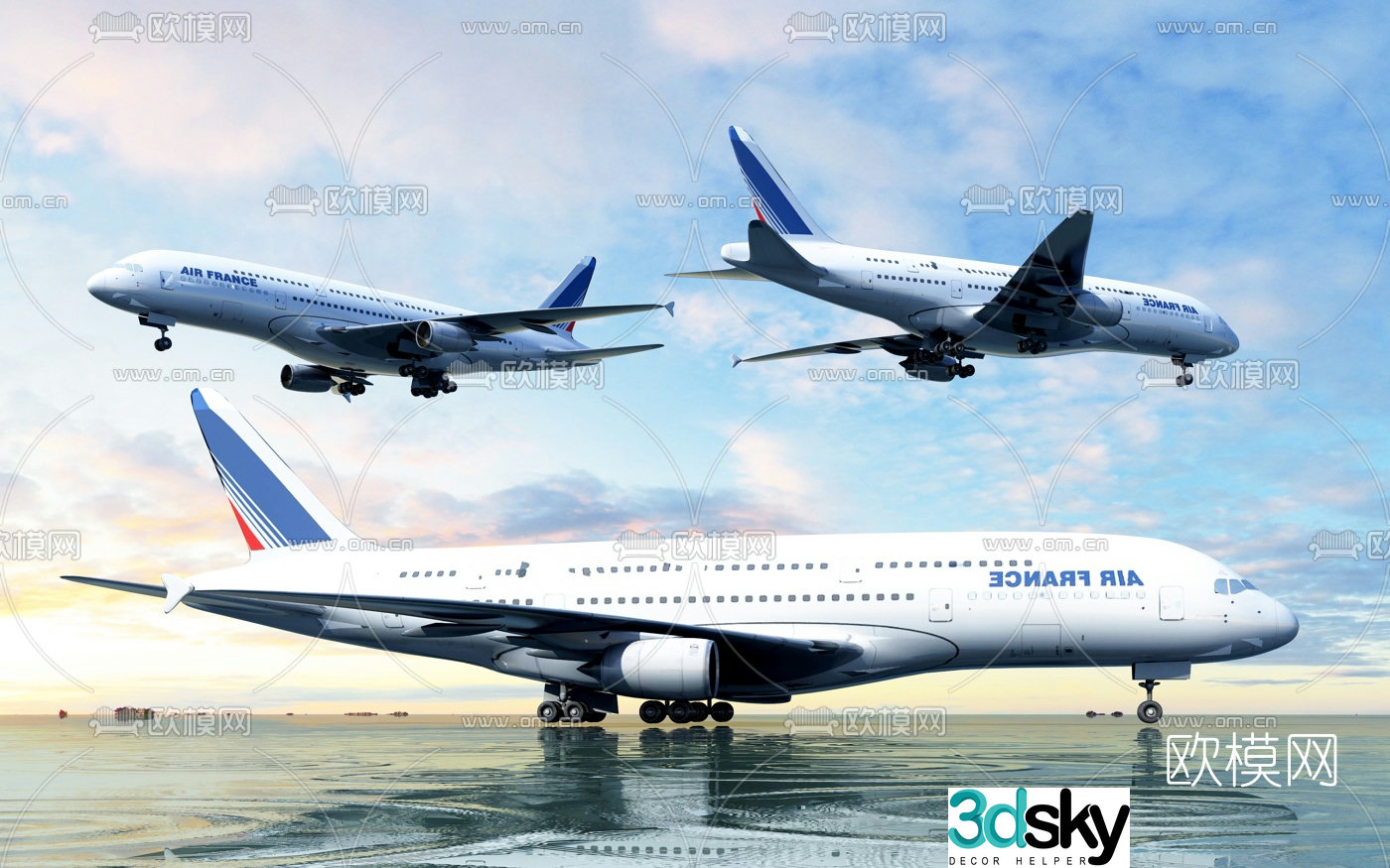Modern civil aviation airliner aircraft 3d model