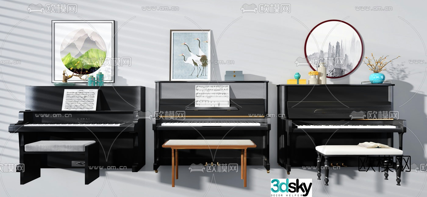 New Chinese piano 3d model
