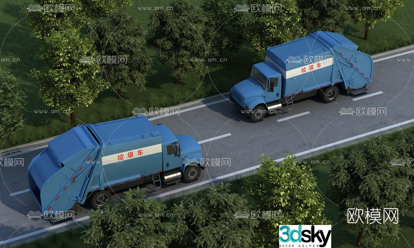 Modern garbage collection truck 3d model