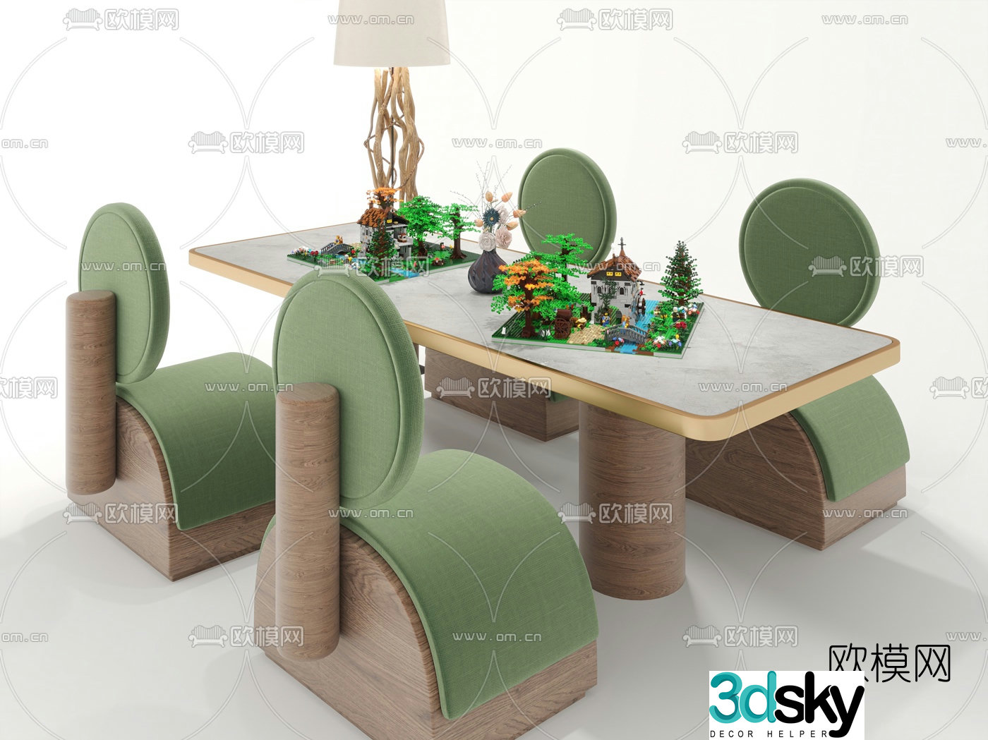 Nordic children’s leisure table and chairs 3d model