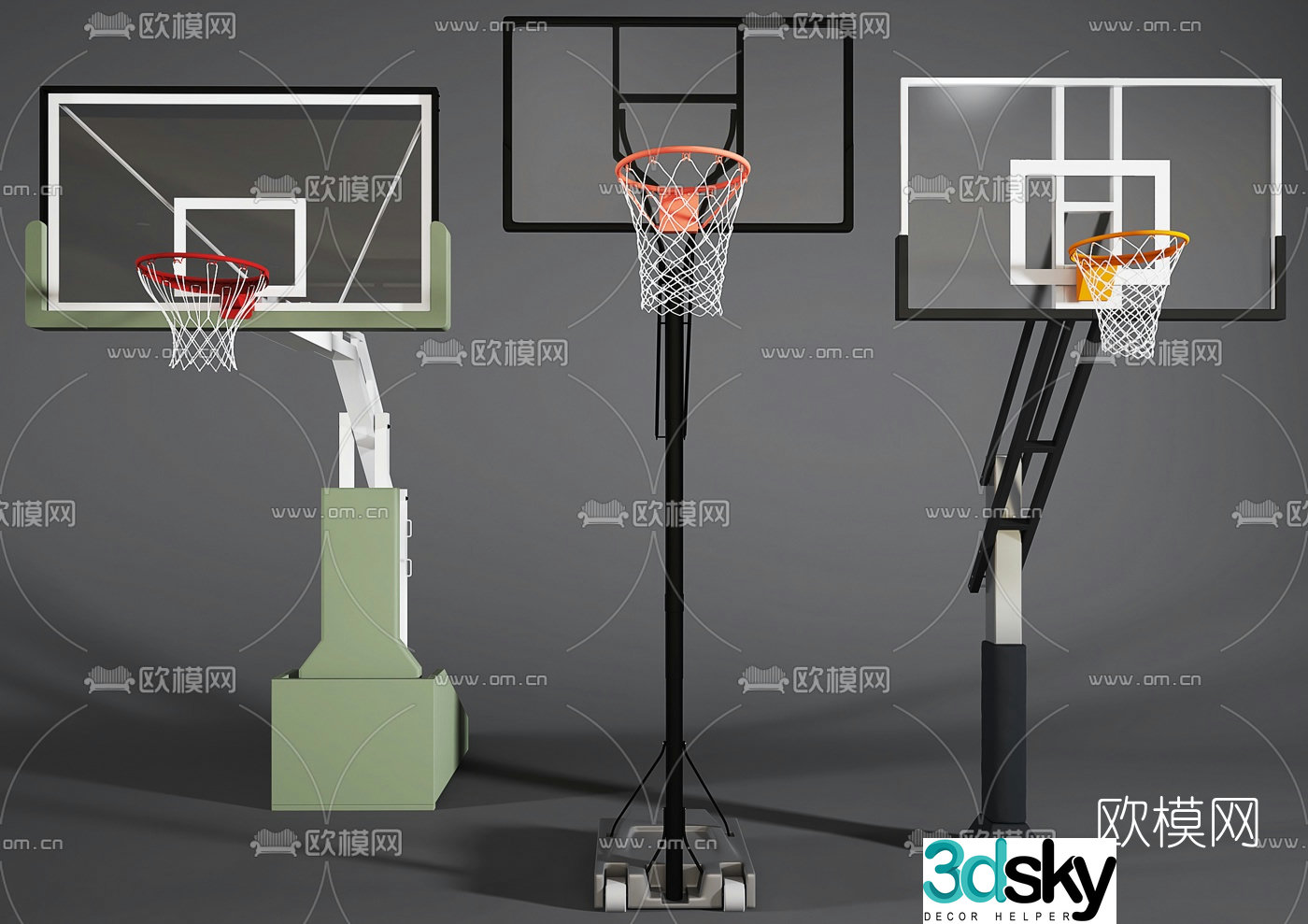 Modern basketball stand combination 3D model