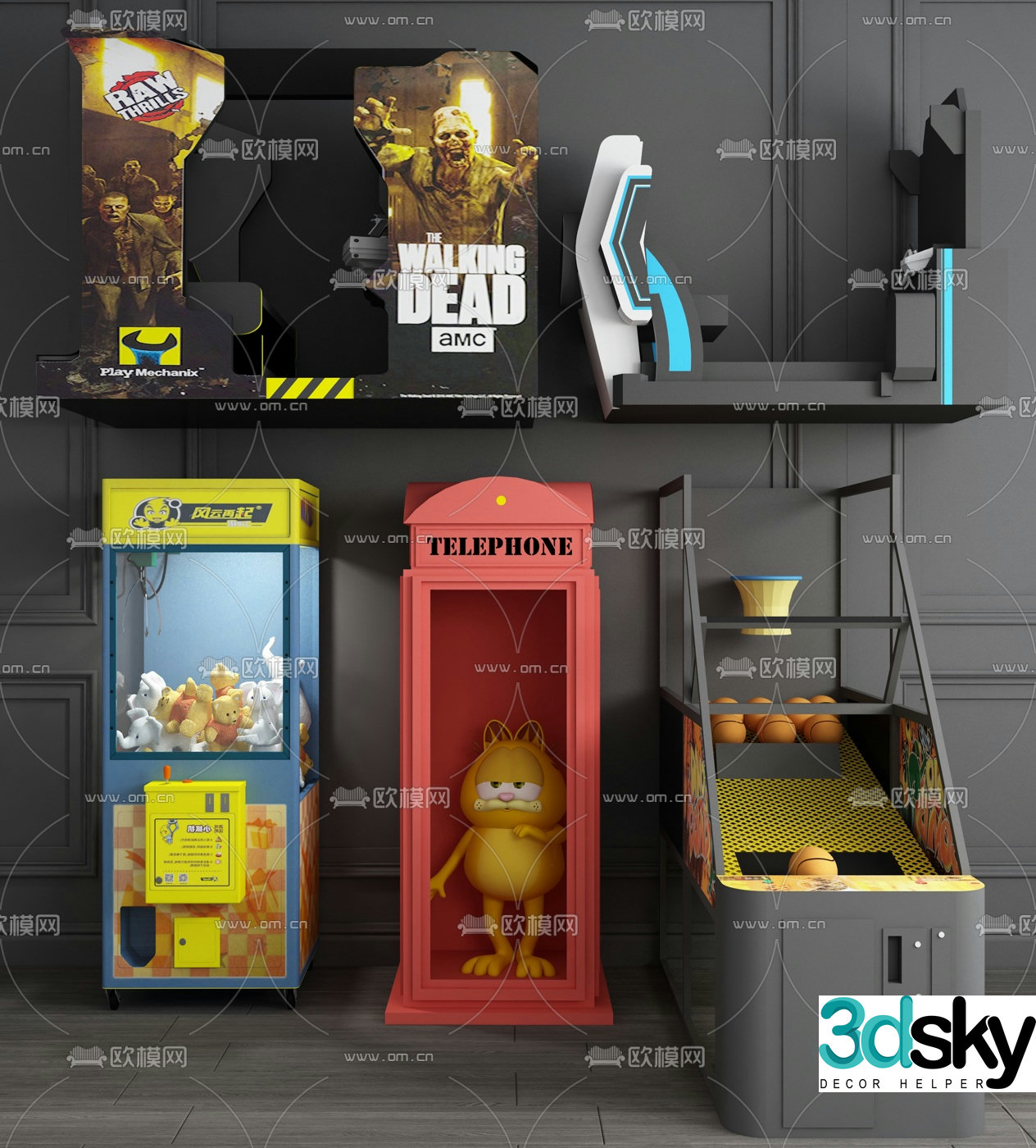 Modern gaming machine and claw machine combination 3d model
